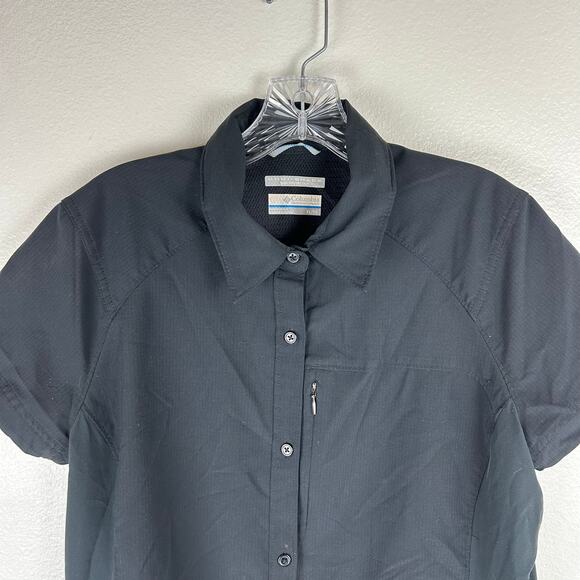 Columbia Womens Omni Shade Button Front Shirt Size XL Black Short Sleeve Vented - Picture 4 of 6